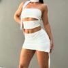 Conjunto Straples + pollera + lazo