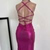 Vestido metalizado largo