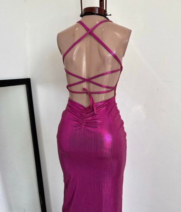 Vestido metalizado largo