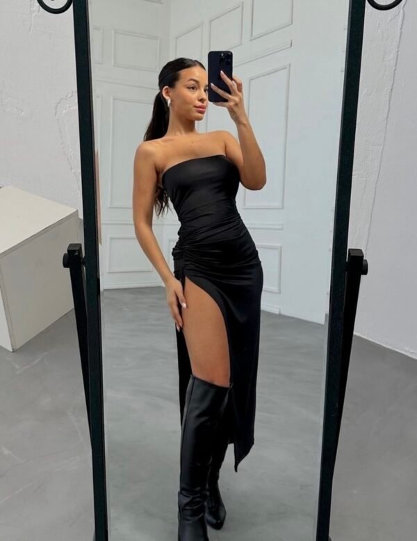 Vestido largo frunce