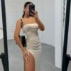 Vestido largo frunce