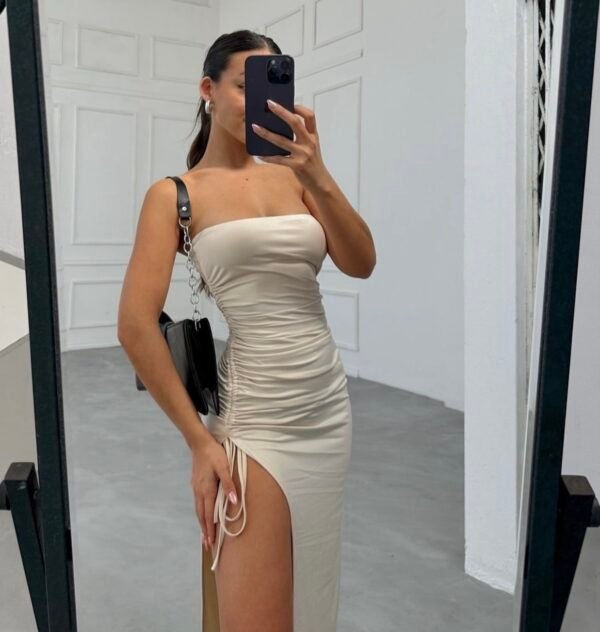 Vestido largo frunce