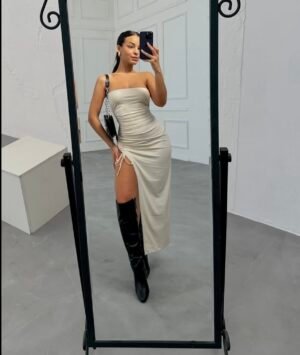 Vestido largo frunce