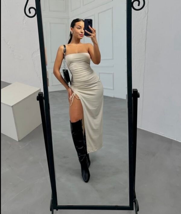 Vestido largo frunce