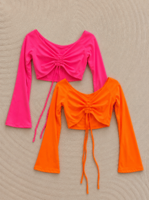Top flúor manga Oxford